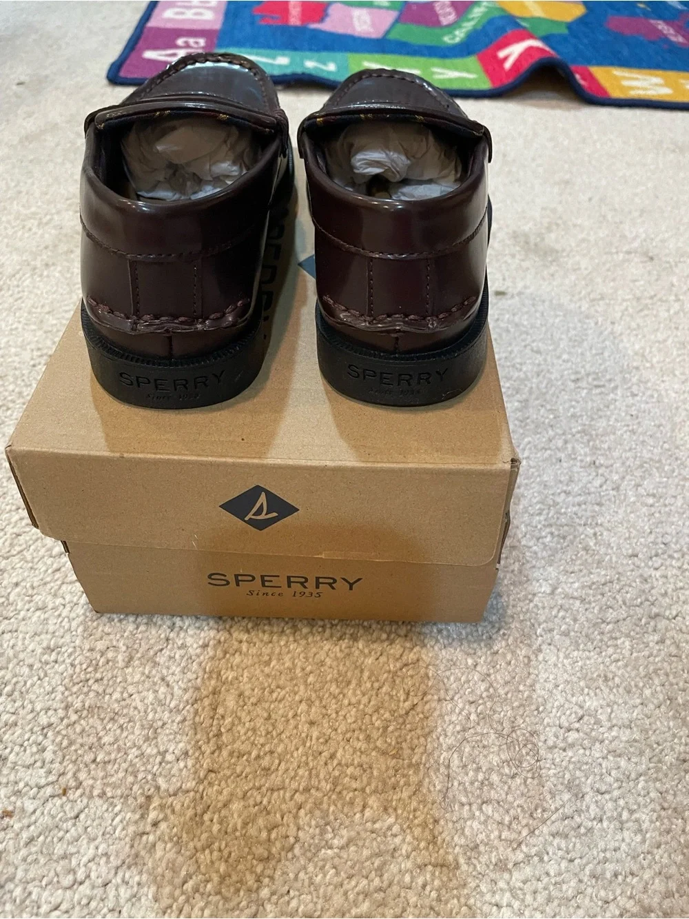 Sperry Colton Plushwave Burgundy Boys Penny Loafers Size 13W NIB